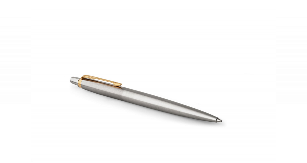 Подарочный набор: Шариковая ручка Parker Jotter Essential, St. Steel GT, стержень: Mblue и Ежедневник недатированный, черный.