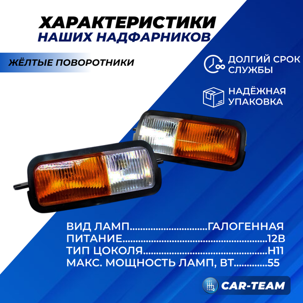 Подфарники (надфарники) Нива 4х4 2121, 21213, 21214, Урбан стандартные желтые поворотники
