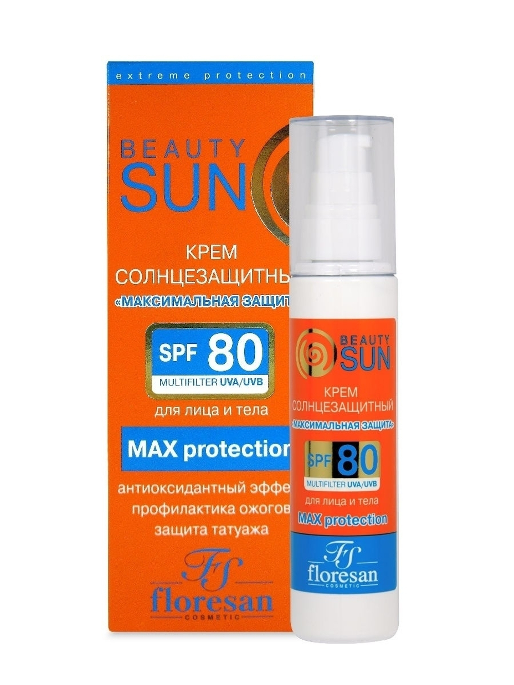Floresan Солнцезащитный крем максимальная защита SPF 80, 75мл
