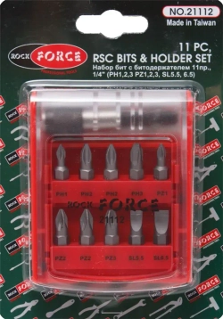Набор бит с битодержателем 11пр., 1/4''(PH1,2,3 PZ1,2,3, SL5.5, 6.5) RockForce##Rock FORCE RF-21112