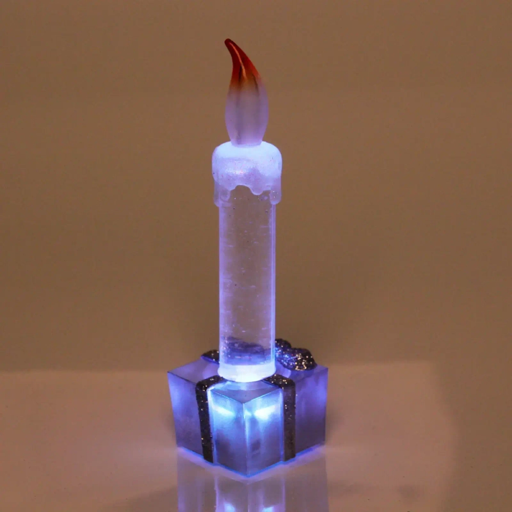 Сувенир с подсветкой «Свеча праздничная» 15 см, серебро