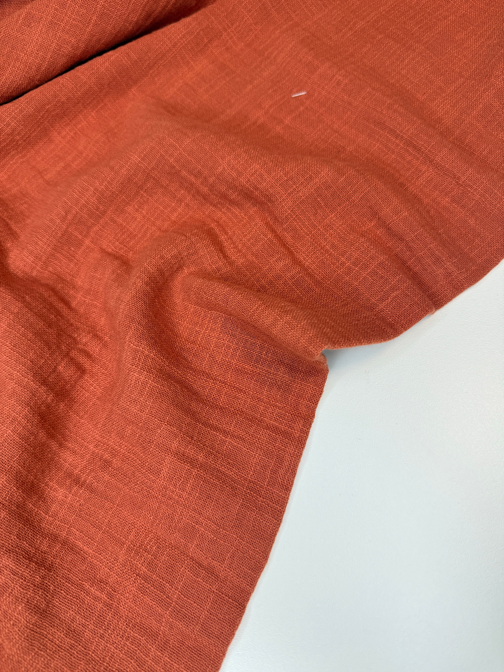 Муслин с эффектом льна терракот