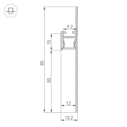 Профиль ARH-PLINTUS-50-FANTOM-3000 RAL7044 (Arlight, Алюминий) 041776