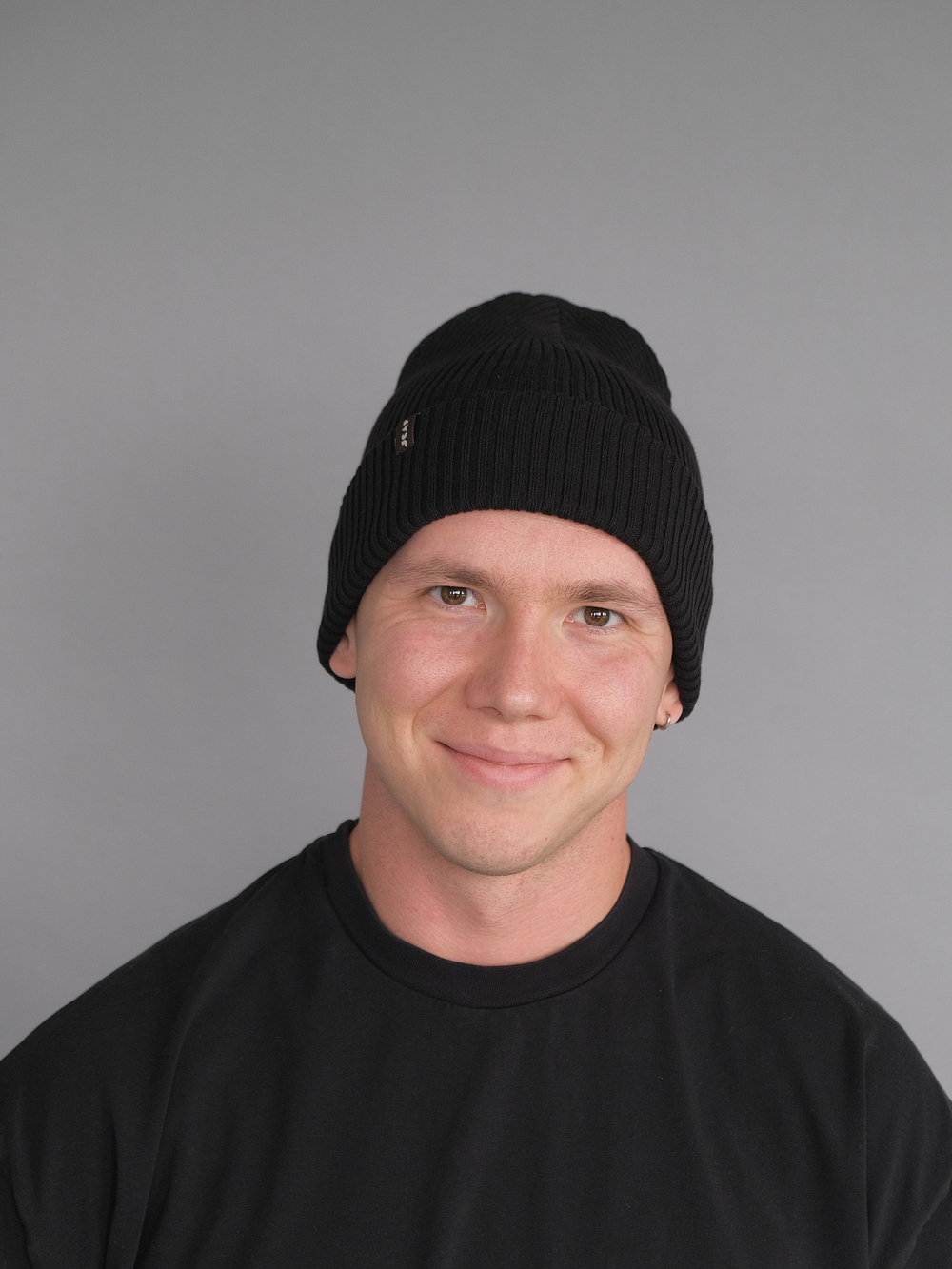 Шапка вязаная весенняя/осенняя МУЛА (ЧЕРНЫЙ) МУЖСКАЯ