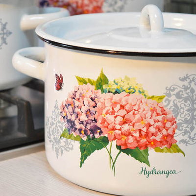 Набор кастрюль "Розовая гортензия"