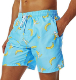 Голубые пляжные шорты с принтом в виде бананов (Размер: M) (Цвет: голубой)