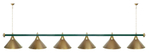 Лампа STARTBILLIARDS 6 пл. (плафоны зеленые,штанга золотая,фурнитура золото)
