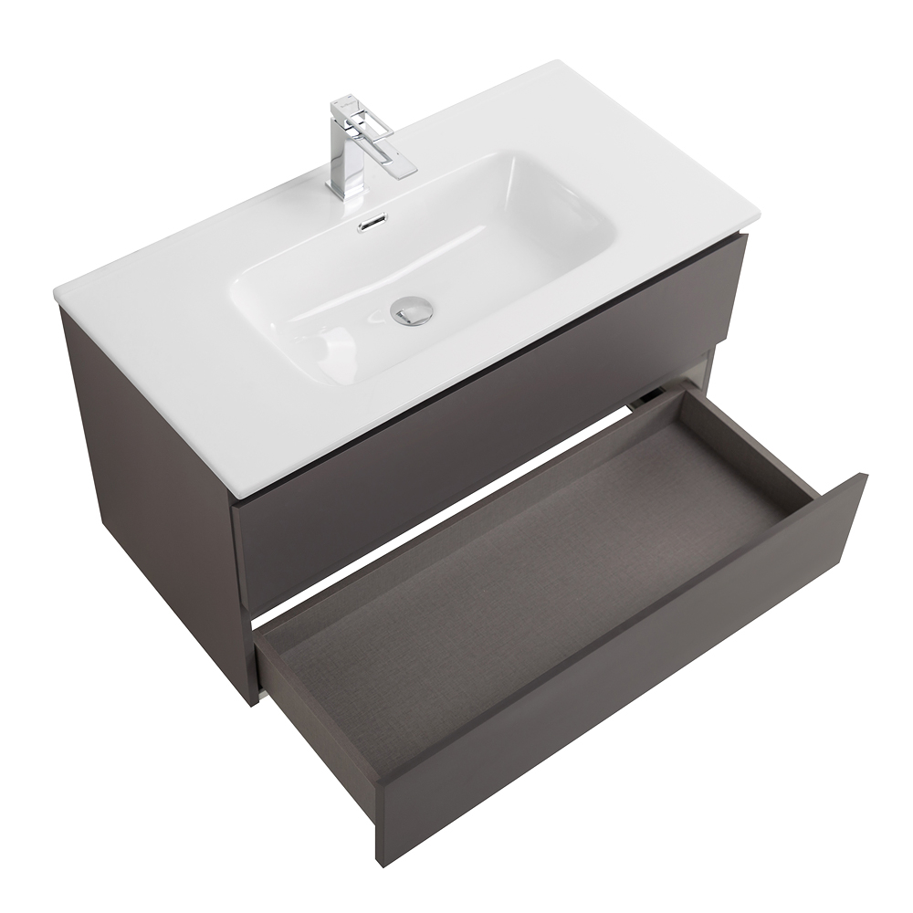 Тумба с раковиной подвесная BelBagno KRAFT-1000-2C-SO-GSO Темно-Серый матовый, раковина белая BB1000ETL