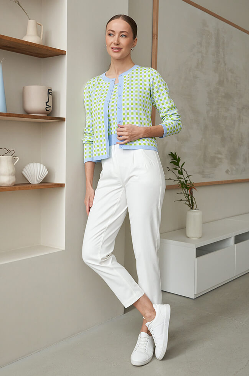 1831 Жакет женский (голубой мультиколор)