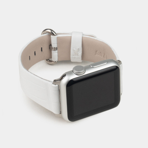 Ремешок для Apple Watch 40/41/42 mm из кожи аллигатора,белого цвета