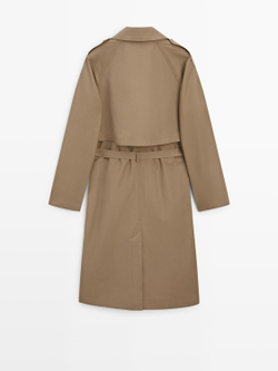 Massimo Dutti Тренч из 100% хлопка, бежевый