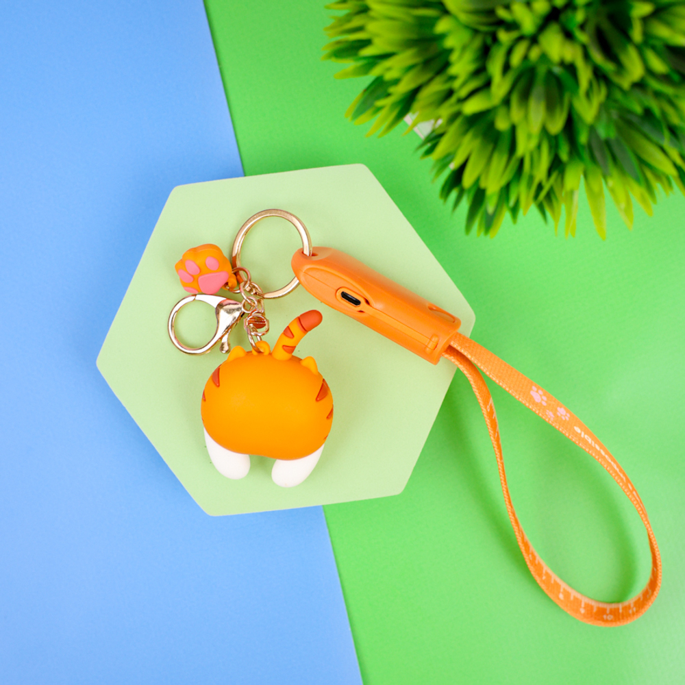 Кабель зарядка Humor Cat, рыжий 3в1 (USB Type-C, Lightning)
