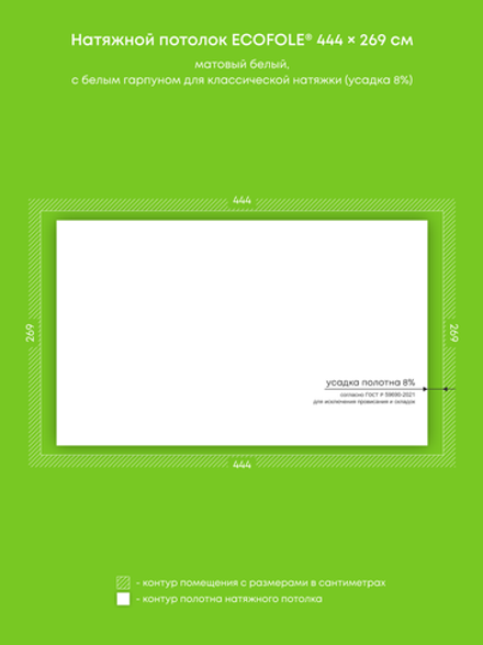 Матовый натяжной потолок 11.9 м2