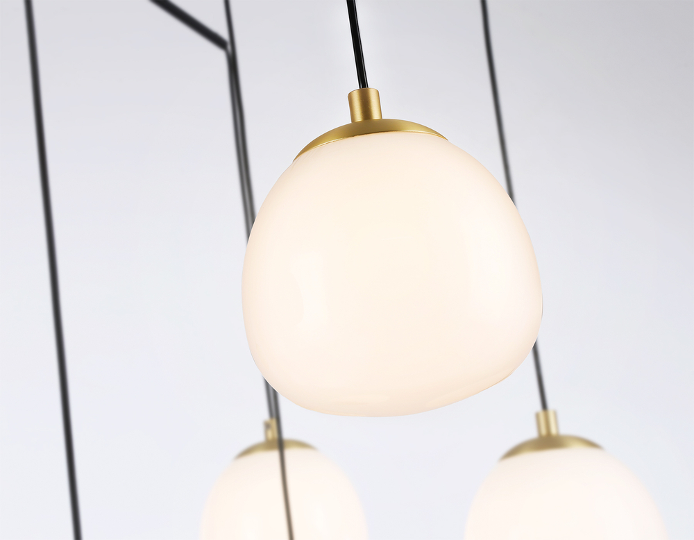 Светильник на штанге LH51001/6+3 SGD/BK/FR золотой песок/черный /белый матовый G9*9 max 28W D750*700