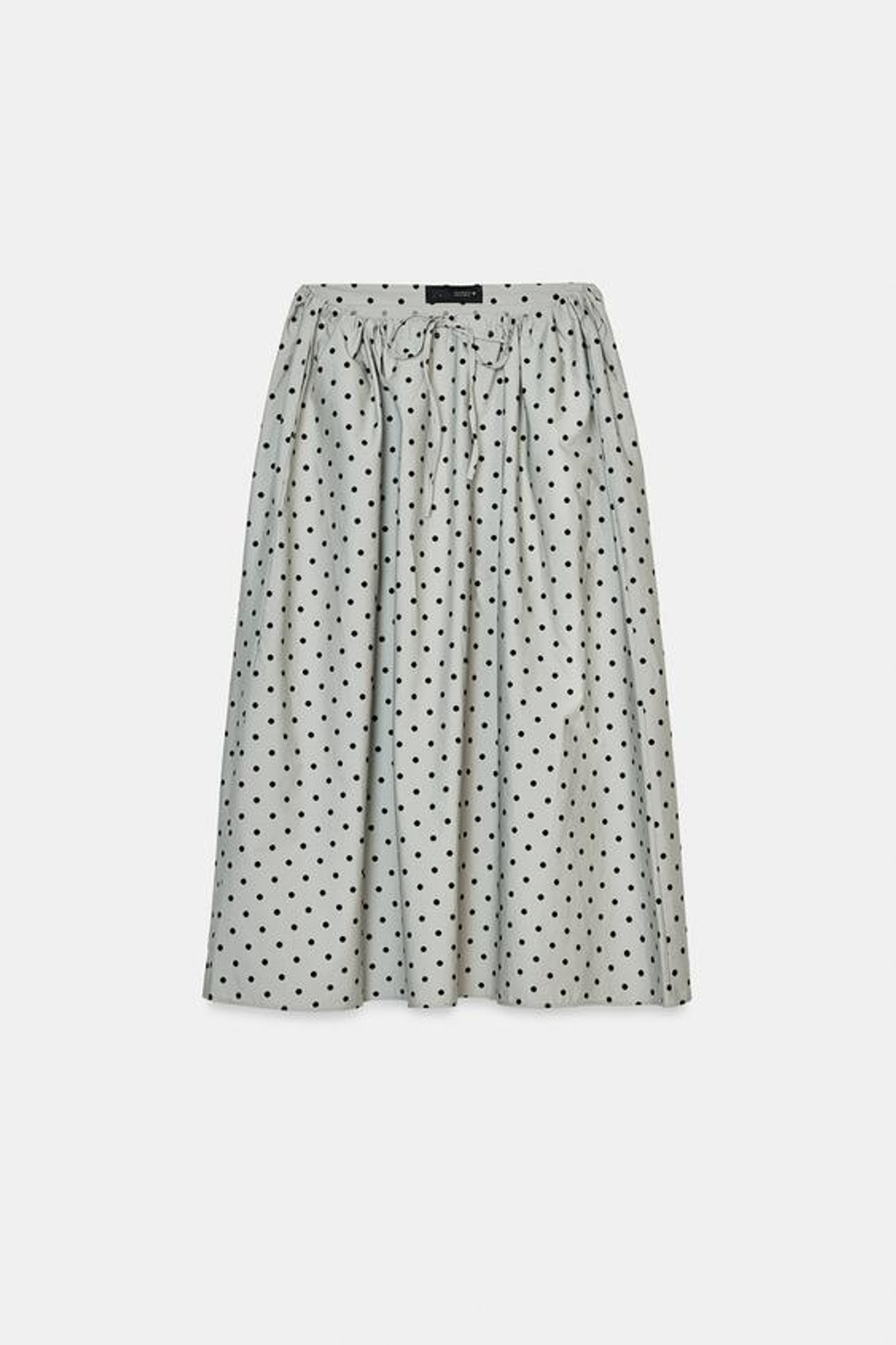 ZARA ЮБКА МИДИ В ГОРОШЕК, МЯГКИЙ СЕРЫЙ