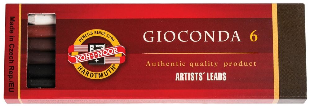 Графитовые стержни KOH-I-NOOR, набор 6 шт., "Gioconda", белый + оттенки коричневого, картонная коробка, 4869006003PK
