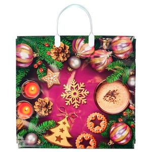 Пакет новогодний пластиковая ручка Россия 37*34 см 80 мкм Печенье  1 шт 100  шт/кор