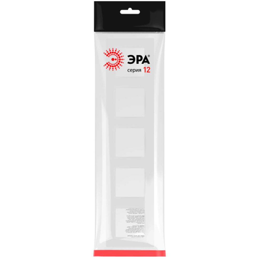 Рамка для розеток и выключателей ЭРА Серия 12 12-5205-01М на 5 поста, Классик, белый матовый