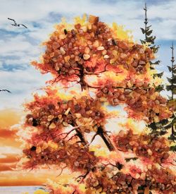 AMB-01/29 Картина «Морская гармония» (с янтарной крошкой) пласт.рамка 33х42см