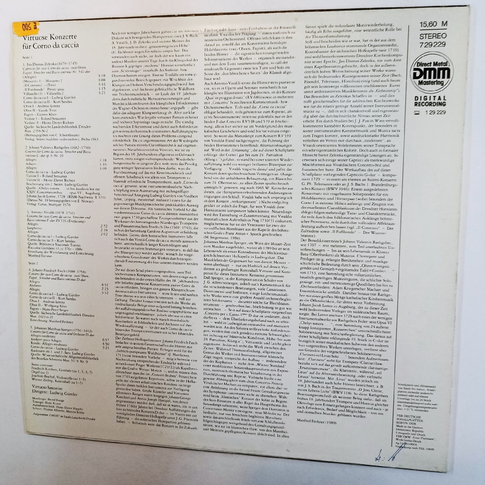 Ludwig Guttler, Virtuosi Saxoniae Virtuose Konzerte Fur Corno Da Caccia (GDR 1989)