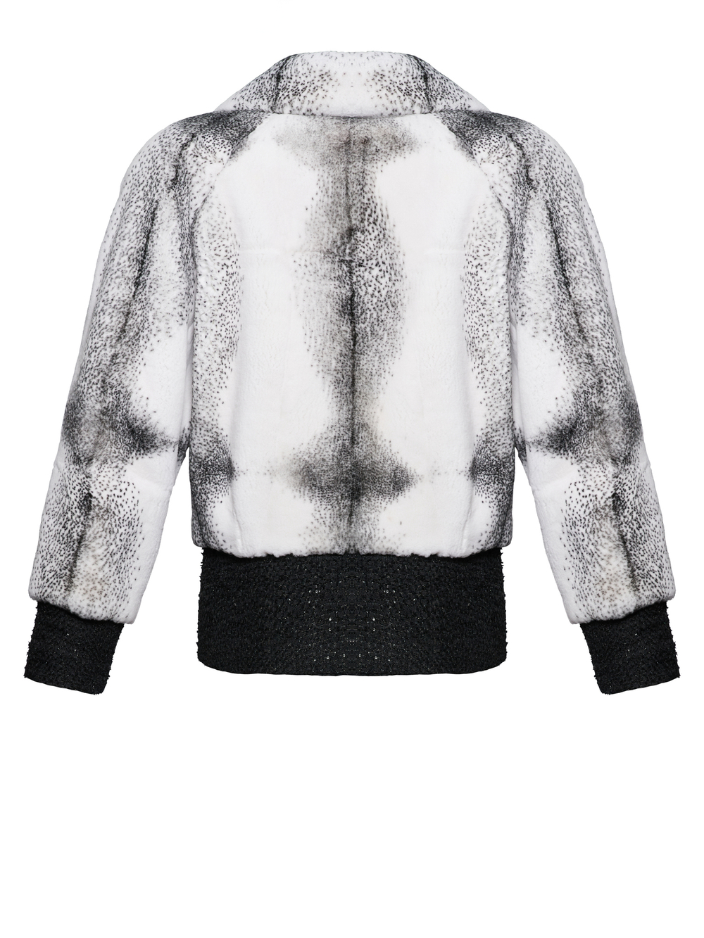 Шуба укороченная из меха бобра, отделка твид