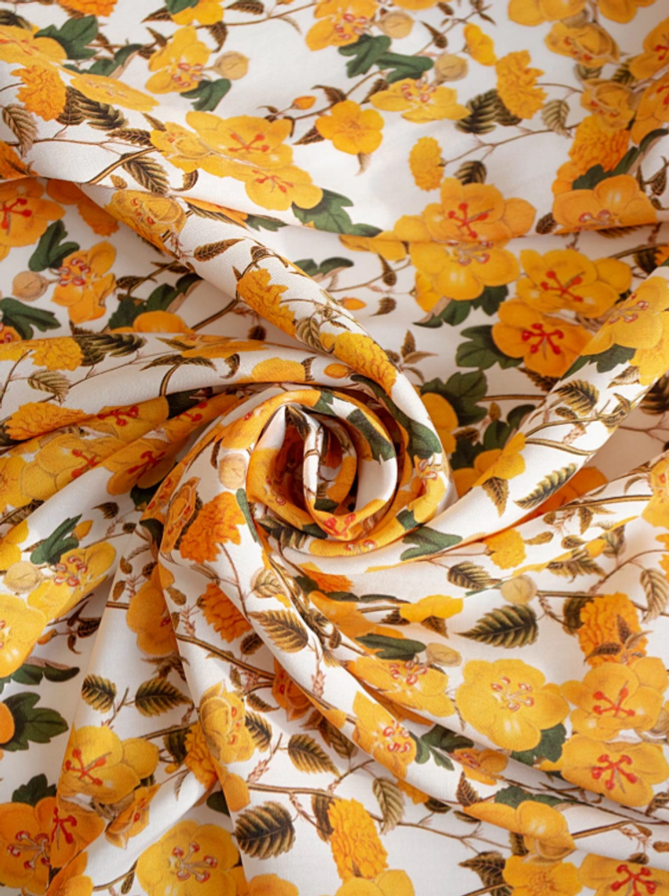 Ткань штапель Диджитал принт 140 гр/м2, 100% вискоза, ш. 145 см, желтый