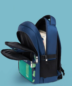 Школьный рюкзак для мальчика  космонавт, сине-зеленый