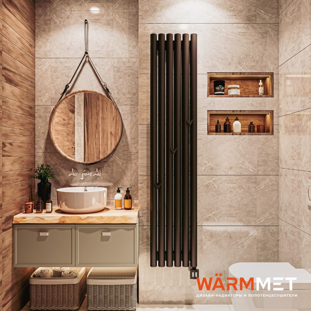 Радиатор WARMMET электрический настенный вертикальный Round 42 VЕ ГРАФИТ RAL7024