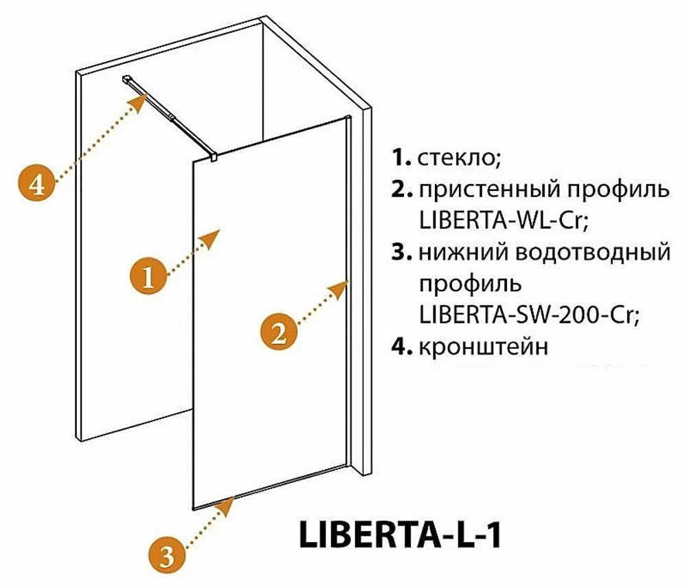Душевое ограждение Cezares LIBERTA-L-1-90-120-C-NERO стекло прозрачное/профиль черный