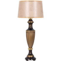 Настольная лампа Ваза Ребристая Бронза с абажуром Тюссо Игуана Беж