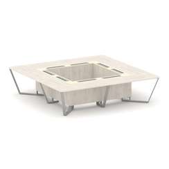 Steel Meet Стол переговорный квадратный KMK-PR.B.SP-16K Денвер Светлый/Ваниль Глянец/Металл Серый 32