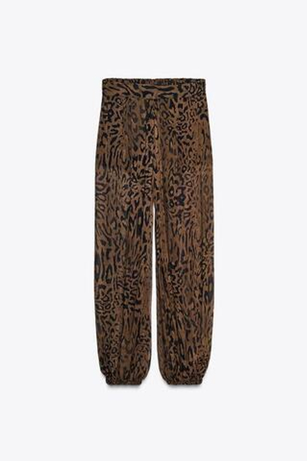 ZARA БРЮКИ-СУЛТАНКИ С АНИМАЛИСТИЧЕСКИМ ПРИНТОМ — ZW COLLECTION, ЛЕОПАРДОВЫЙ