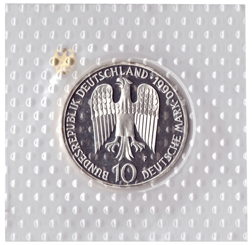 10 марок 1990 год (F) 800 лет со дня смерти Фридриха I Барбаросса, Германия. PROOF в родной запайке