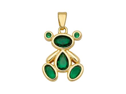Подвеска "Мишка" 18мм, с зелеными кристаллами