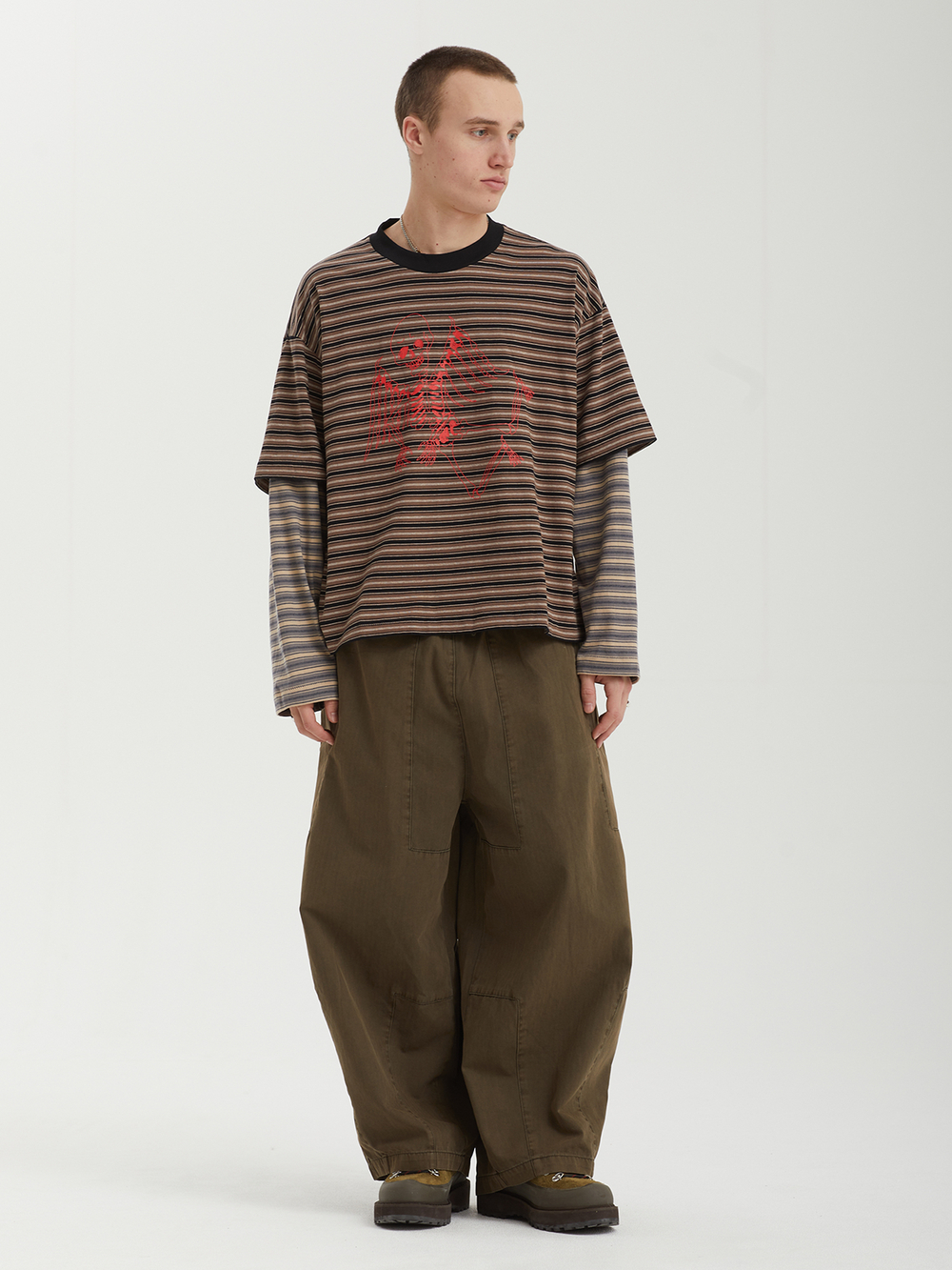 Мужские Брюки Paneled Herringbone Washed Balloon