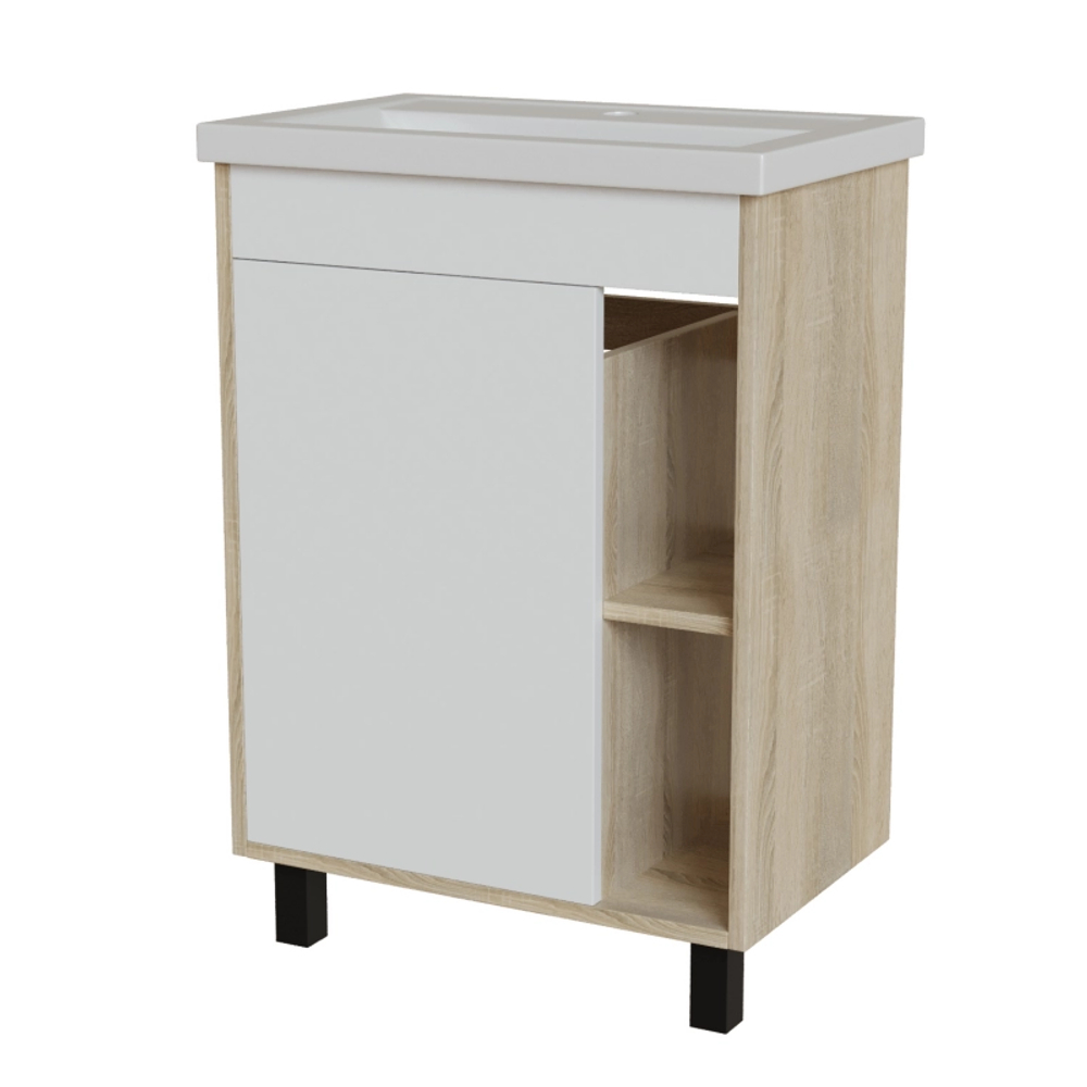 Тумба с раковиной МИЛТОН-60 Дуб сонома/белый