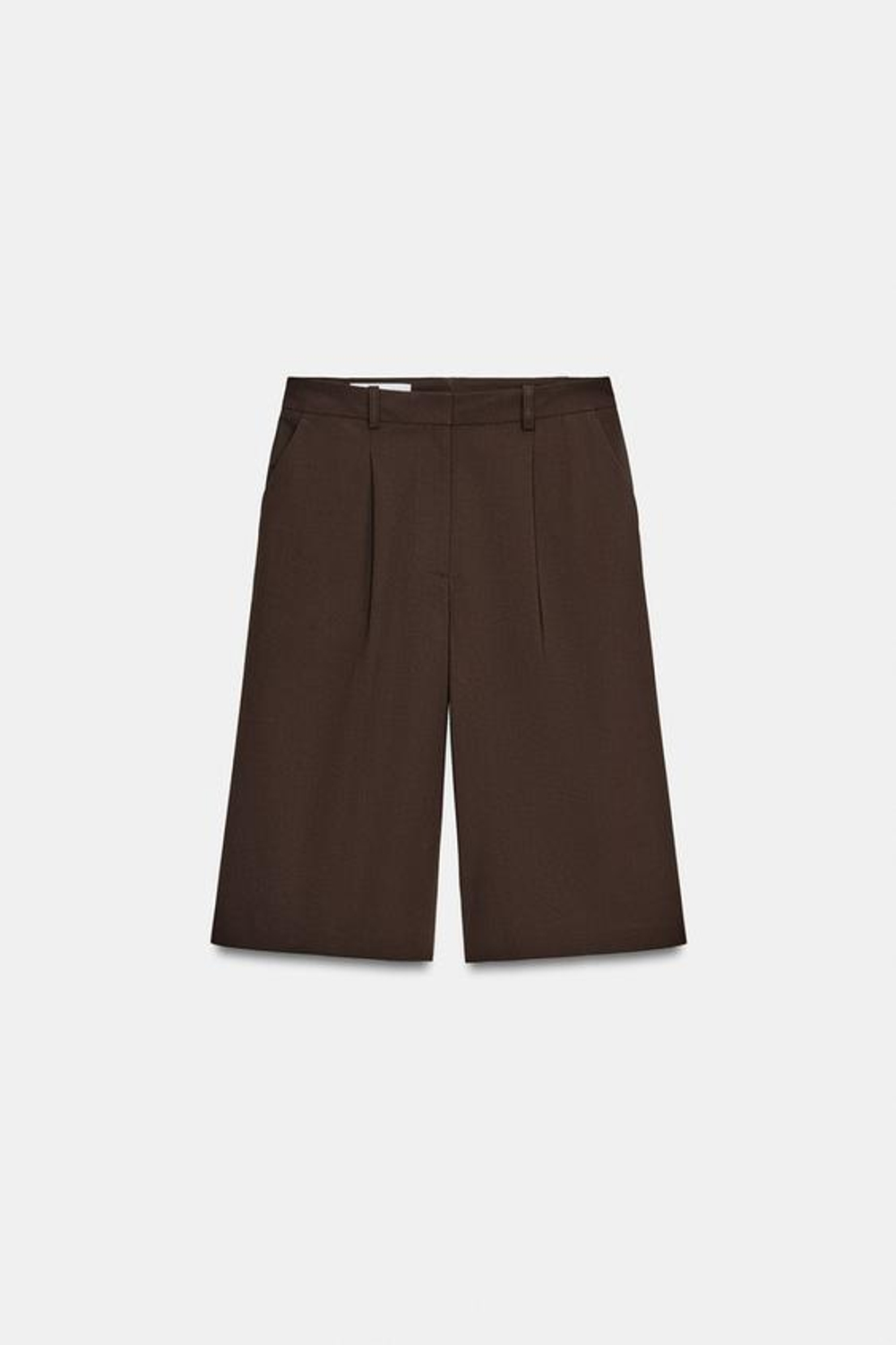 ZARA ДЛИННЫЕ БЕРМУДЫ С ЗАЩИПАМИ, КОРИЧНЕВЫЙ