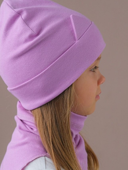 Комплект Шапка трикотажная+снуд (Лиловый) с ушками КИС*