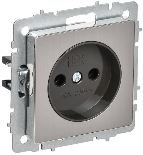 BRITE Розетка 1-местная без заземления без защитных шторок 10А РС10-1-0-БрГН металл хром/никель IEK