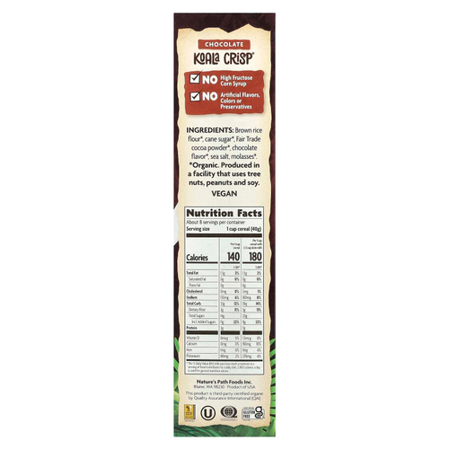 Nature's Path, EnviroKidz, органические шоколадные хрустящие хлопья «коала», 325 г (11,5 унции)