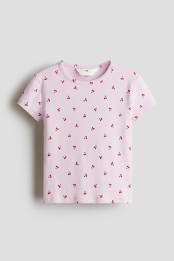 H&M Футболка из хлопка с принтом, розовый