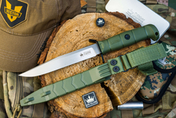 Нож Kizlyar Supreme VECTOR 420HC SW OKH PS (StoneWash, Olive Kraton Handle, Polyamide Sheath)