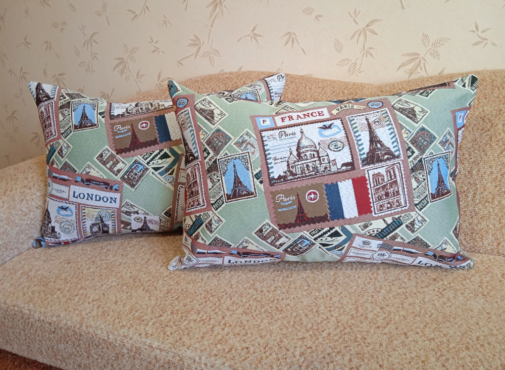 Декоративная гобеленовая наволочка для интерьерной подушки Путешествие 68х47