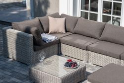 "Лунго" трансформирующаяся лаунж-зона из искусственного ротанга, цвет бежевый