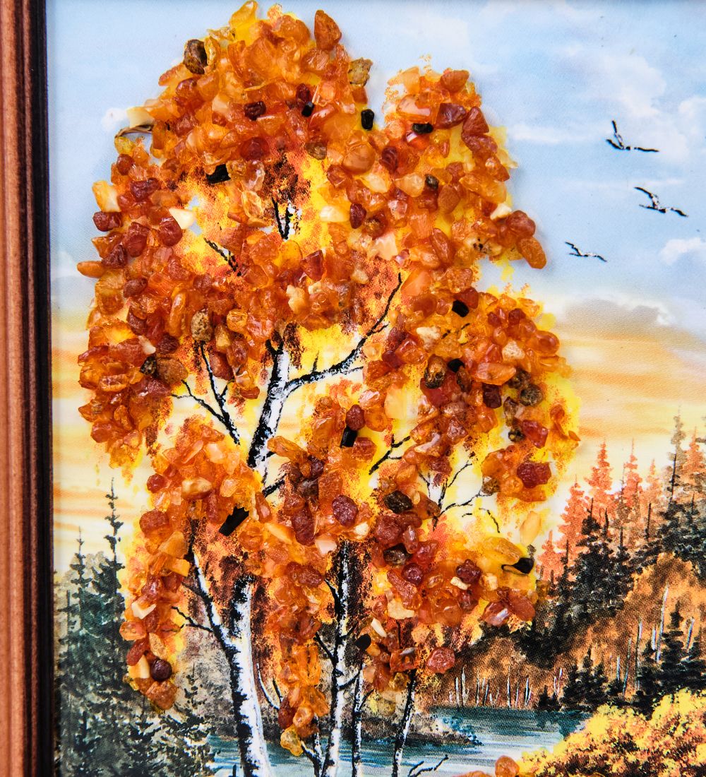 AMB-74/ 9 Картина «Красота природы» (с янтарной крошкой) дер.краш.рамка 12х15
