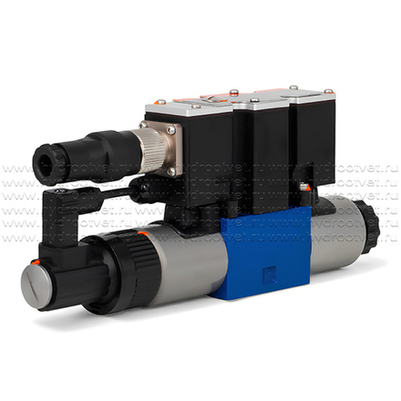 4WREE6V08-2X/G24K31/F1V - Пропорциональный распределитель с обратной связью по положению золотника со встроенным усилителем Ду6, F1 = 4-20 мА, номинальный расход 8 л/мин, схема V