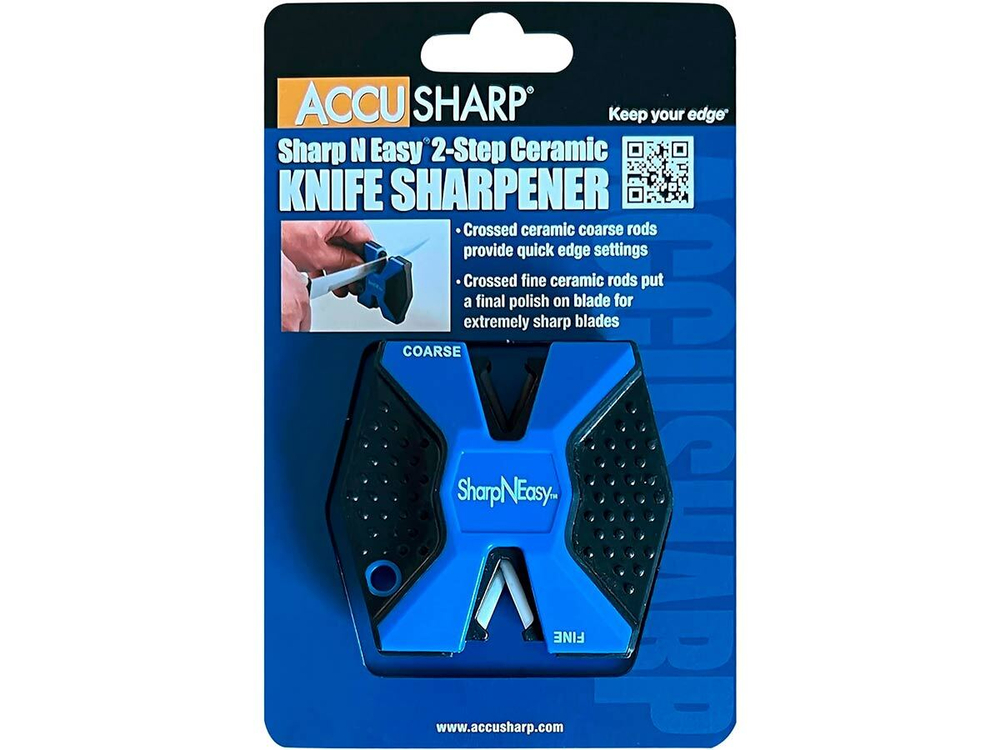 Точилка для ножей AccuSharp SharpNEasy 2-Step, керамические стержни, синий/чёрный