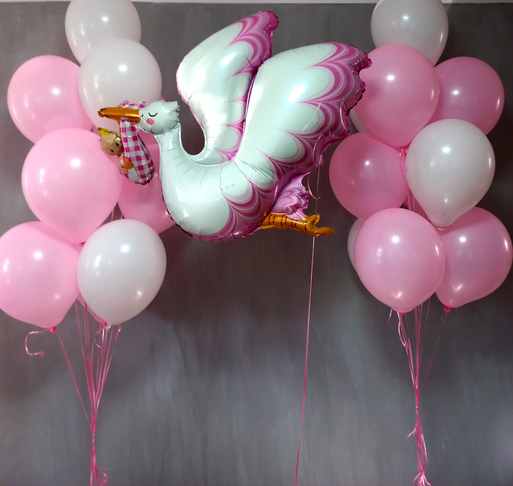 Фольгированный шар-фигура «Аист с девочкой», 98 см