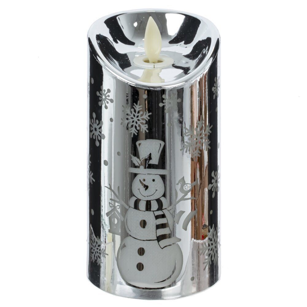 GAEM Изделие декоративное Свеча "Серебряный снеговик" (подсвет, LR44 х3шт) L4,7 W4,7 H9 см, блок из 12 шт
