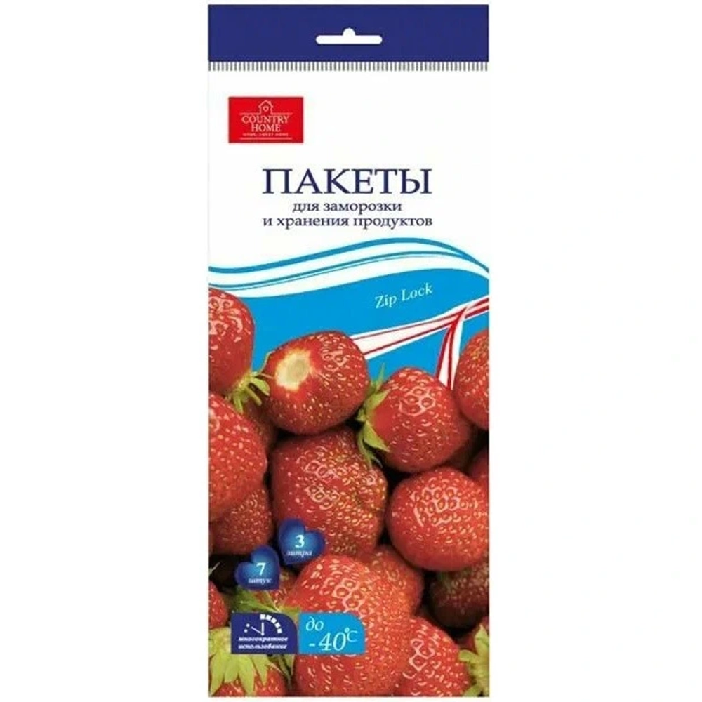Пакеты для для заморозки/хранения продуктов с Zip Lock 3 л 7 шт.